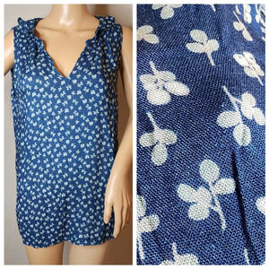 NWT Velvet By Graham & Spencer Viscose Blue Floral Sleeveless Catrina Blouse L